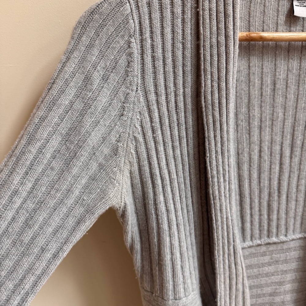 Autumn Cashmere Light Gray Open Front Ribbed Cashmere Cardigan Womens Size S - Picture 4 of 14